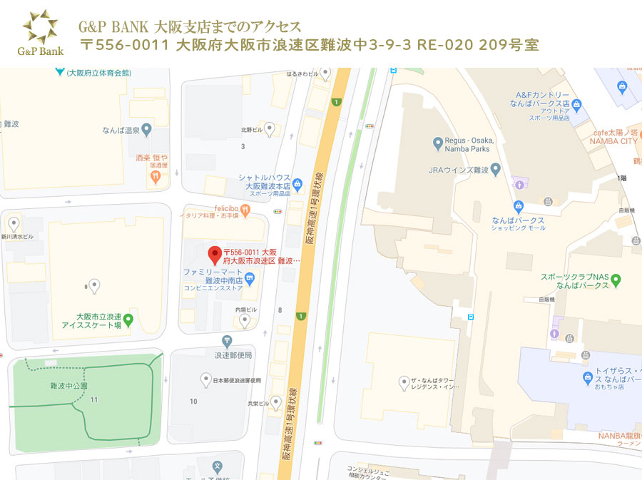 ジーピーバンク大阪支店アクセスマップ